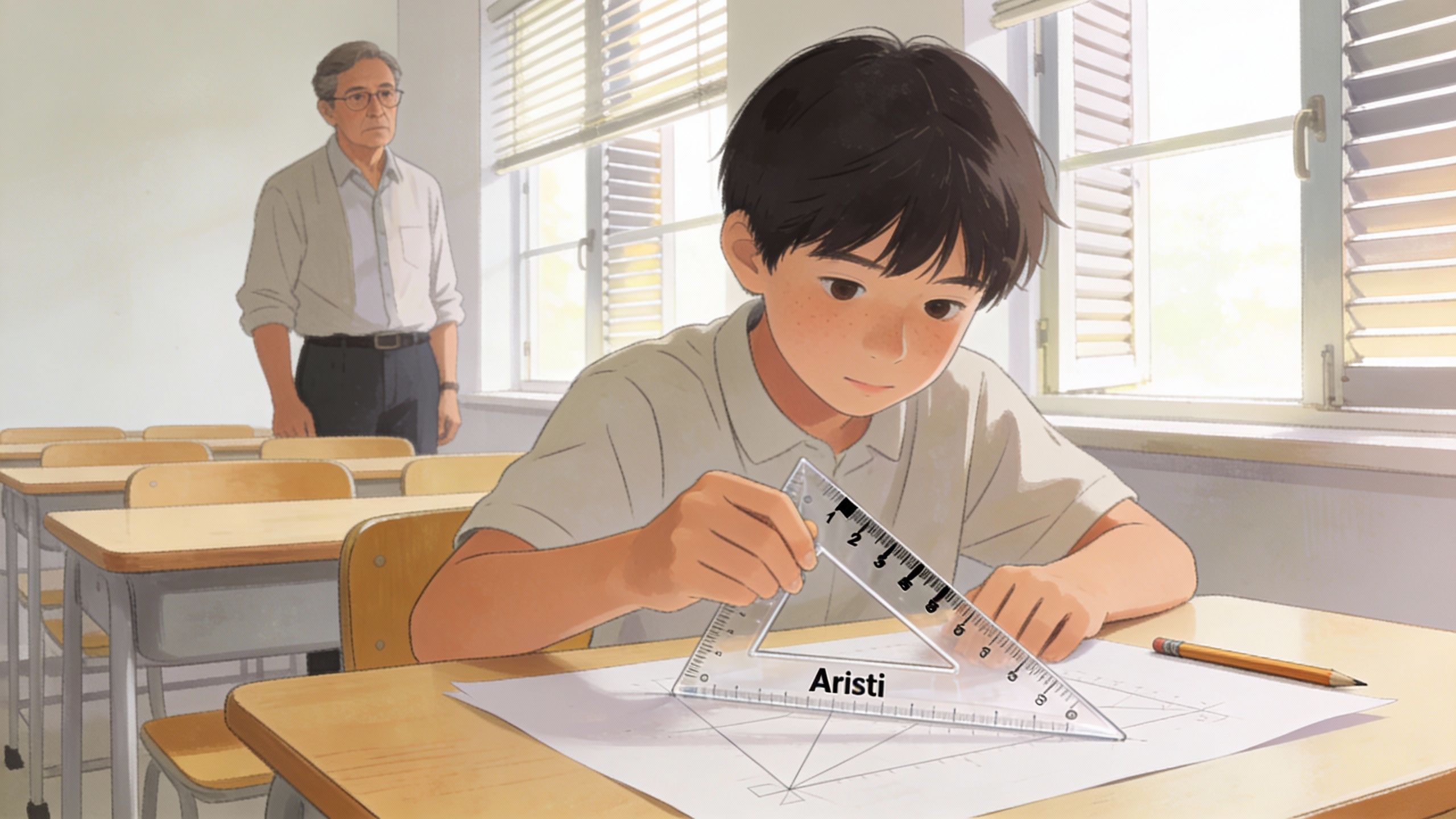 Comment mesurer des angles et tracer des droites avec une équerre Aristo au collège